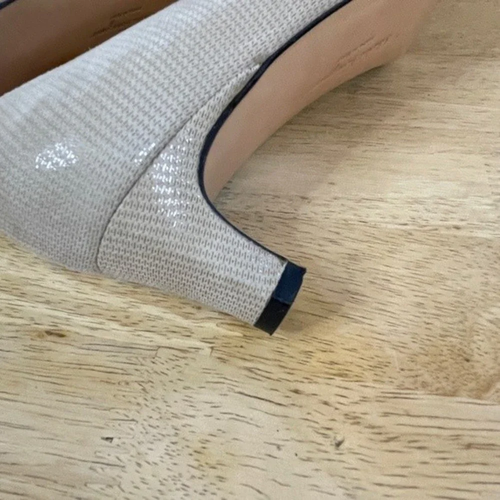 Salvatore Ferragamo Beige Textured Leather Pumps